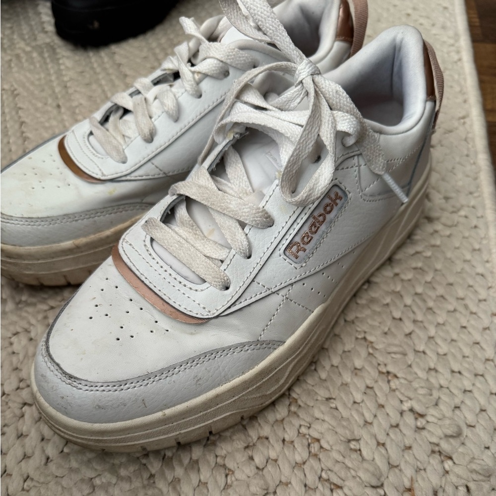 Cute blush and white Reebok shoes